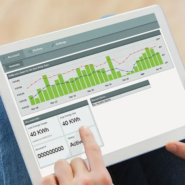 Tablet open to the OUC Usage Dashboard