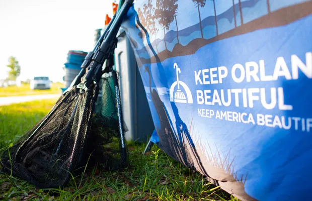 Cleaning supplies used at an Orlando Earth Month cleanup activity