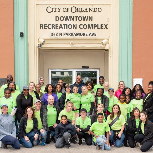 Parramore Recreation Complex with OUC volunteers pictured in front