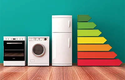 Appliances lined up against a wall