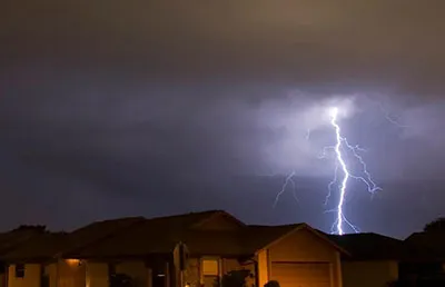 Thunder and lightning behind a central Florida home.
