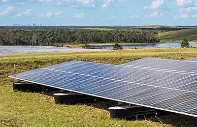 Solar farm near the water