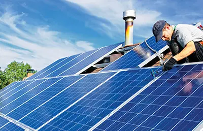 Solar panels on the roof of a house