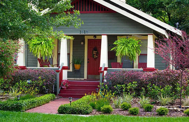 House in with Florida-friendly plants and landscaping