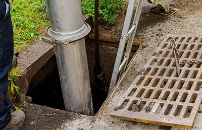 A sewer line under repair.