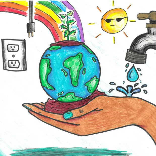 Photo of student artwork for the Watts Savings Project calendar project